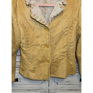 90s Mechant Size XL Faux Suede Jacket Laced Boho Western MadeKorea Vintage Y2K